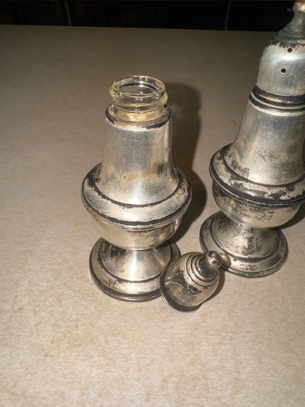 Vintage silver salt and pepper shakers
